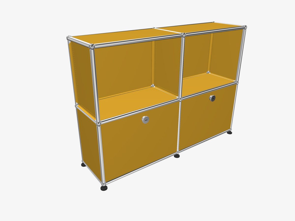 Meuble USM Haller 2x2 cases jaune avec portes abattantes - OCCASION – Image 1