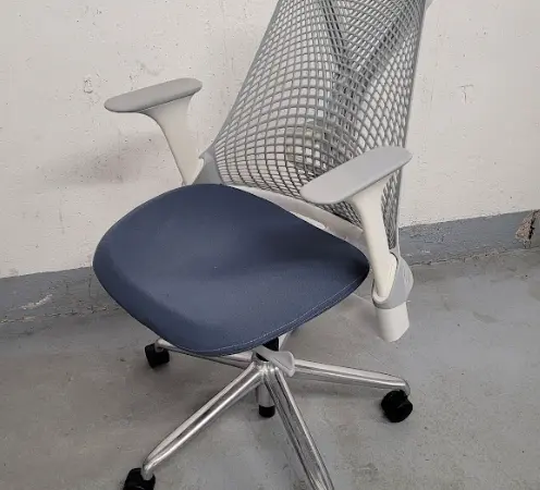 Siége Herman Miller Sayl Gris/Bleu foncé/Blanc/Chrome - OCCASION – Image 3