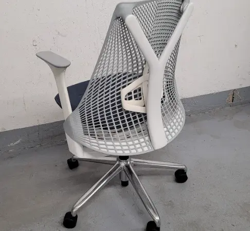 Siége Herman Miller Sayl Gris/Bleu foncé/Blanc/Chrome - OCCASION – Image 4