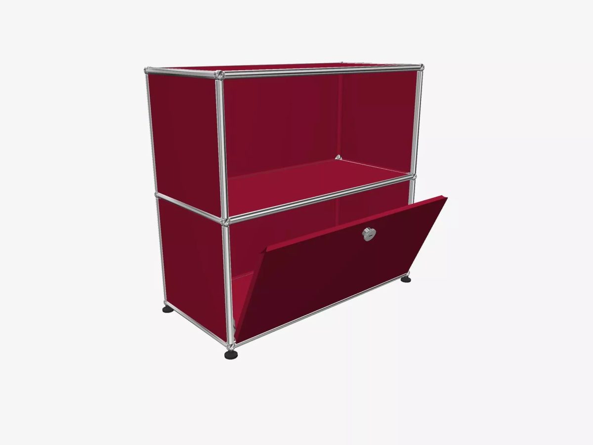 Meuble USM Haller 1x2 cases rouge avec porte abattante - OCCASION – Image 2