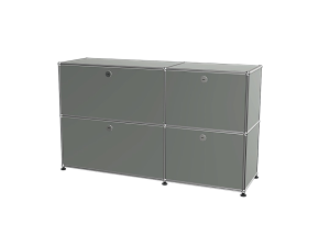 Meuble USM gris moyen 4 cases avec portes battantes - OCCASION