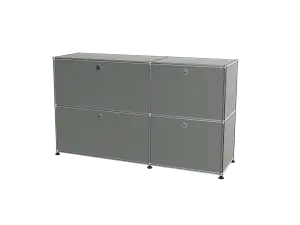 Meuble USM gris moyen 4 cases avec portes battantes - OCCASION