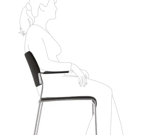 Chaise de réunion Linos beige avec accoudoirs en tissu beige, pieds chrome RECEP - OCCASION – Image 2