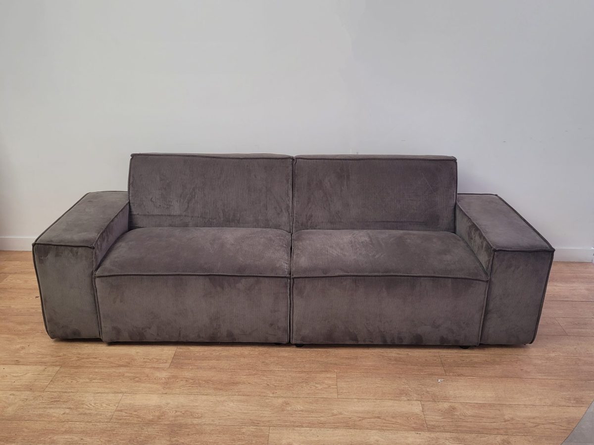 Canapé L225xl90xh72 velours gris JOBI - OCCASION – Image 2