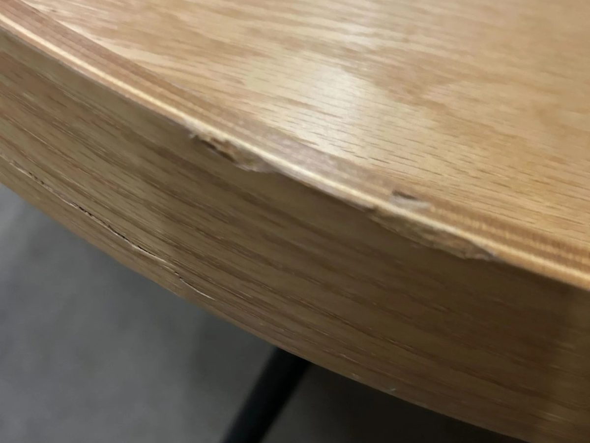 Table basse ronde / plateau bois 80 cm avec rebord DESIR - OCCASION – Image 4