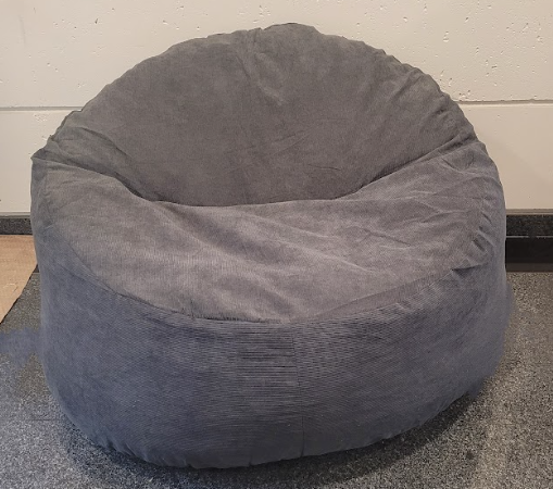 Pouf en velours cotelé gris anthracite DESIR - OCCASION – Image 2