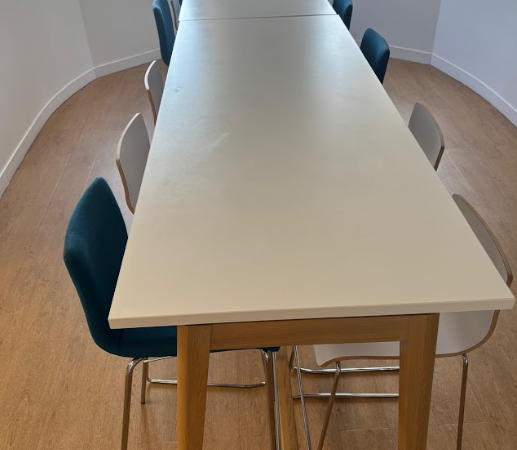 Table haute KARAOKE 180x70 Blanc/Bois - OCCASION – Image 2