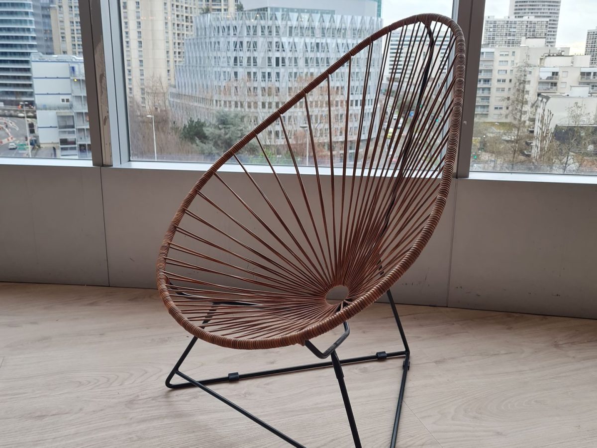 Chauffeuse Acapulco tressée cuir marron PHILIPPE - OCCASION – Image 2