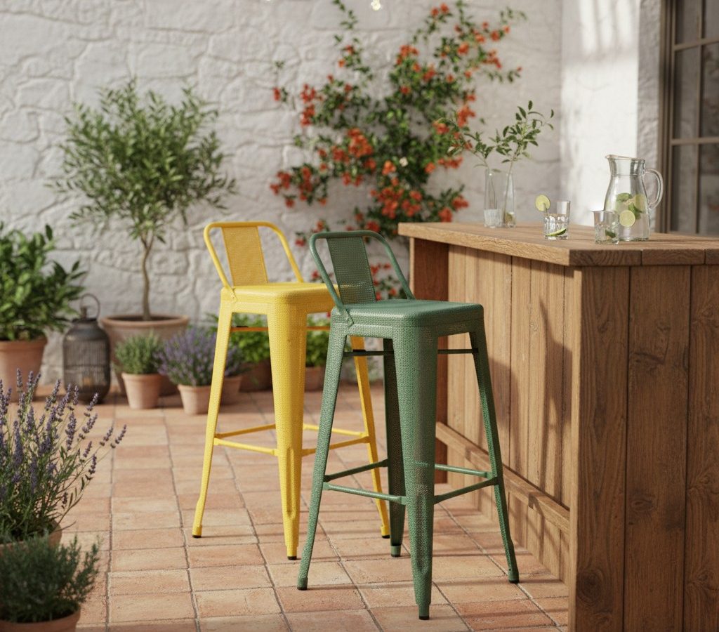 Tabouret haut jaune TOLIX PHILIPPE - OCCASION – Image 2